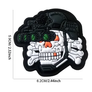 Tactical PVC Skull Morale Patch with Night Vision Goggles Hook and Loop Military Badge
