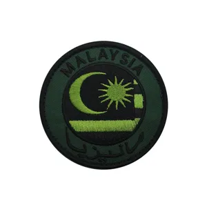 Tactical Malaysia embroidered patch round hook and loop badge military morale emblem detail