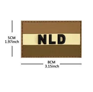 Toppa in gomma NLD patch tattico militare con velcro in PVC per zaino 8x5cm patch