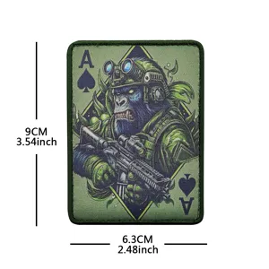 Taktischer Gorilla Pik As Moral Patch Militärischer Klettverschluss Aufnäher Rucksack