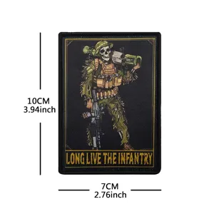 Tactical Morale Patch Printed Skeleton Soldier Military Badge Hook And Loop Armband For Tactical Backpacks Hats
