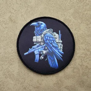 Taktischer Raben Moral Patch besticktes Militär Abzeichen mit Klett für Rucksack.