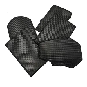 Black tactical morale patches set with mesh texture, durable hook and loop accessories for backpacks.
