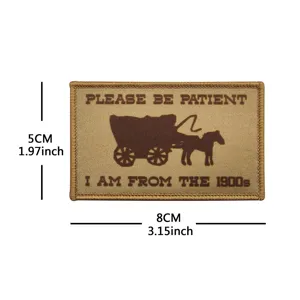 Vintage horse carriage tactical patch, embroidered morale badge for jackets and backpacks.