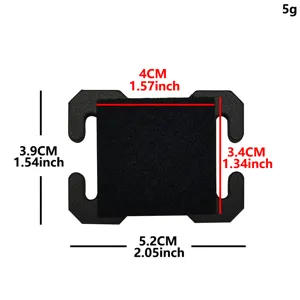 Vue détaillée de la boucle tactique en plastique ABS, montrant les dimensions et spécifications.