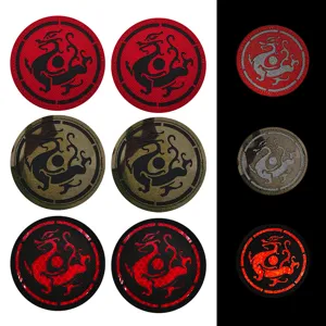 Tactical Reflective Dragon Totem Round Velcro Patch Nylon Laser Cut Army Badge For Outdoor Backpack Clothing