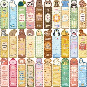 Set di 30 segnalibri con animali di cartoni animati, simpatici marcatori di lettura creativi.