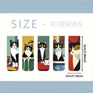 Cute magnetic cat bookmarks set, 5 pieces minimalist book markers for reading lovers.