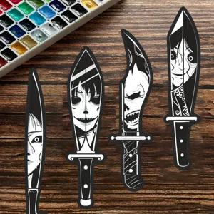 Creative Horror Knife Shaped Bookmarks Black And White Gothic Art Paper Book Markers For Reading Novels Decoration