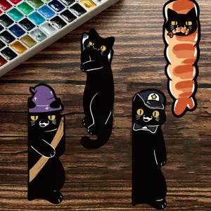 Creative Cute Black Cat Shaped Paper Bookmarks Die-Cut Animal Page Markers For Reading Book Stationery Decor