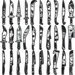 30 pcs horror knife bookmarks set creepy anime manga style creative paper page markers for reading books