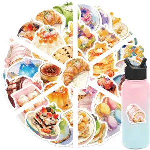 Dessert shop series waterproof sticker pack, cute food decals for journal decoration.