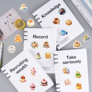 Cute dessert waterproof sticker pack, aesthetic cake and macaron stationery decals for journals.