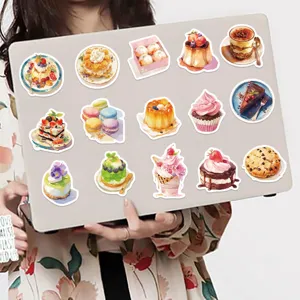 Watercolor dessert stickers aesthetic cute waterproof decals for laptop stationery pack