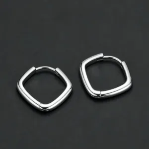 Minimalistische quadratische Ohrringe aus Sterlingsilber für Damen, geometrische Creolen.