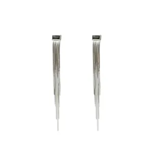 S925 Sterling Silber lange Quasten Ohrringe mit schwarzem Stein minimalistischer Tropfen Schmuck.