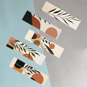 Boho botanische kunst papier bladwijzers, noordse retro literatuur boekenmerken voor lezen en decor.