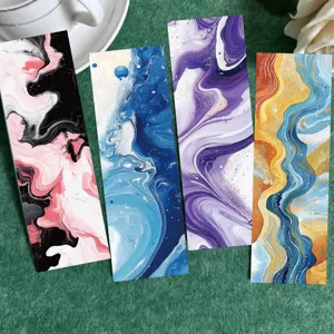 Kleurrijke papieren boekenleggers met marmerdesign, artistieke set voor lezen en decoratie