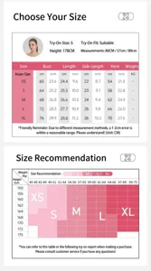 Size guide for strapless yoga sports bra with measurements and weight recommendations