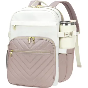 Vue latérale détaillée d'un sac à dos de travail à grande capacité avec porte-bouteille
