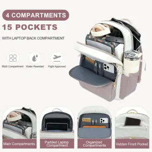 Grand sac à dos de voyage avec 4 compartiments et poche pour ordinateur
