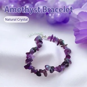 Bracelet en éclats d'améthyste naturelle avec chaîne en argent réglable pour femmes