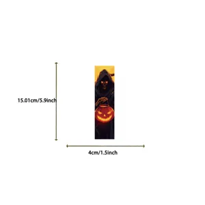 Halloween grim reaper bookmark, spooky pumpkin design paper bookmark for reading books, 15cm