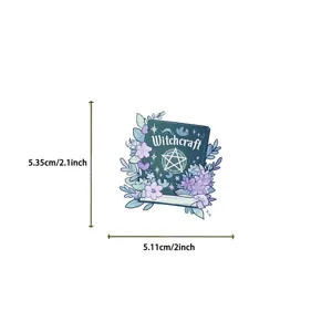 Vintage witchcraft book sticker with floral design, ideal for journals and scrapbooking crafts.