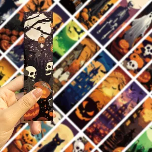 Halloween bookmark set, spooky skeleton and pumpkin illustration for books reading 30pcs
