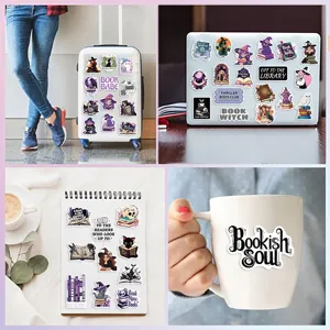 50pcs Bookish Sticker Pack Vintage Aesthetic Decals for Laptop Water Bottle Journal