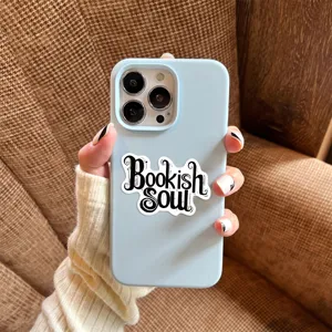 Bookish soul aesthetic sticker detail, retro literary quote decal for phone case or journal.