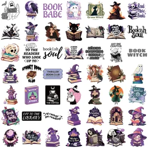 50pcs bookish sticker pack aesthetic vinyl waterproof decals for water bottles laptops journals reading lovers