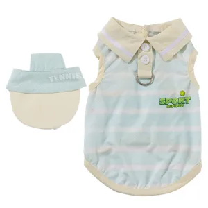 Zomer Ademend Mesh Huisdier Hondenvest Met Zonbescherming Hoed Leuke Gestreepte Puppy Kleding Voor Kleine Honden Huisdier Kleding