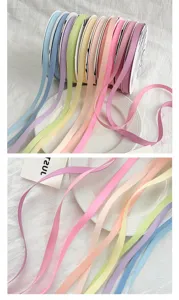 1cm double sided satin ribbon for floral bouquet packaging gift wrapping and bow decoration details