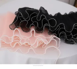 Korean style pearl wave mesh fabric for flower bouquet packaging and craft decoration.