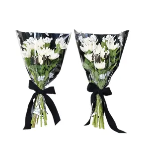 Gedenkblumenstrauß-Verpackungsbeutel Wasserdichte Kunststoff-Blumenhüllen Mit Satinband Für Trauerfeier Gedenkbedarf