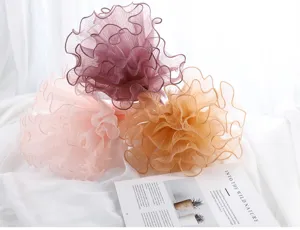 Korean style wavy tulle mesh detail for floral bouquet wrapping, cake decoration, and crafts.