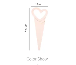 Caja de ramo de flores en forma de corazón rosa bolsa de embalaje regalo 18x46.5cm
