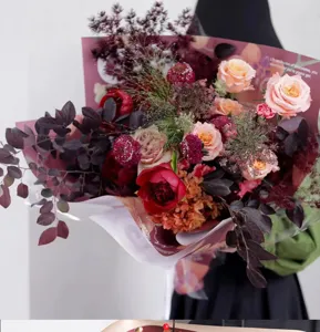 Waterproof floral wrapping paper thick printed pearlescent Korean style bouquet material