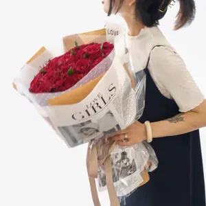Carta da Regalo per Fiori Impermeabile Stile Quotidiano Vintage Inglese per Bouquet di Rose Materiali di Imballaggio Fai da Te