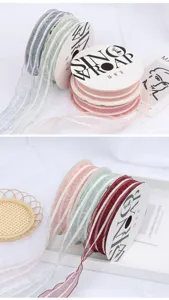 2.5cm Striped Organza Ribbon Gift Wrapping Flower Bouquet Bow DIY Craft Satin Ribbon Decor