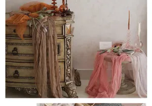 Wrinkled gauze photography background cloth for floral styling and product display props.