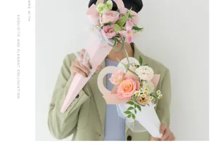 Caja de flores con asa de corazon empaque de ramo caja de regalo para rosas y arreglos