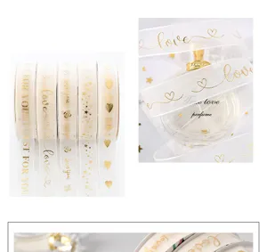 2.6cm goud gestempeld organza lint engelse bloemenboeketstrik DIY geschenk deco