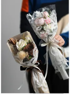 Retro spitzen rose mini blumenstrauß verpackungsbeutel transparente opp blumen verpackung taschen