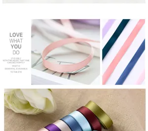 1cm solid color satin ribbon for floral packaging, DIY bows, and exquisite gift decoration.
