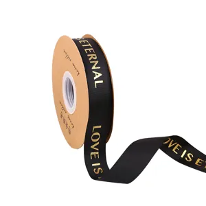 1cm black hot stamping ribbon for DIY bouquet decoration, gift wrapping, and baking.
