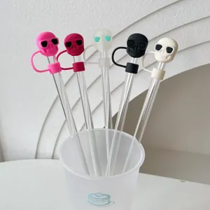 Couvercle de Paille Crâne Manchot de Dessin Animé Bouchon Anti-Poussière Accessoires de Tasse en Silicone pour Gobelet Stanley