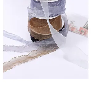 2.5cm wavy edge organza ribbon for DIY floral packaging, gift wrapping, and party decoration bows.