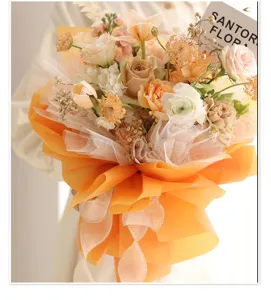 Papel de envolver flores impermeable coreano, papel miel mate para hermoso ramo de flores.